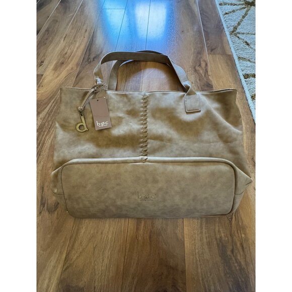 B.O.C. Large Faux Leather Tote Bag Whip Stitching Detail   NWT - Picture 1 of 8